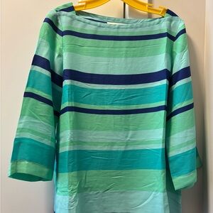 LOFT Blue and Green striped Blouse